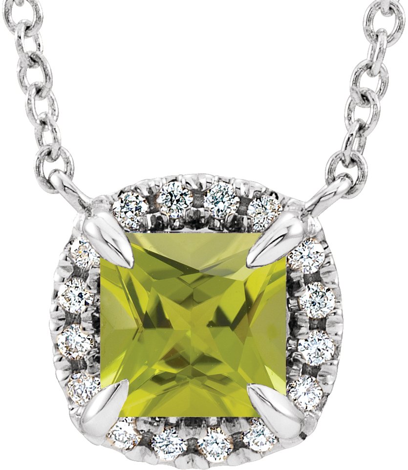 Halo-Style Necklace or Center - Natural Peridot