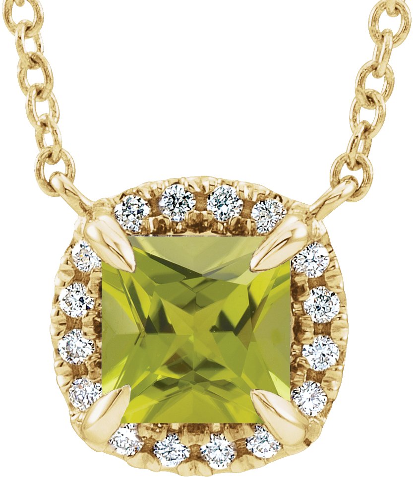 Halo-Style Necklace or Center - Natural Peridot