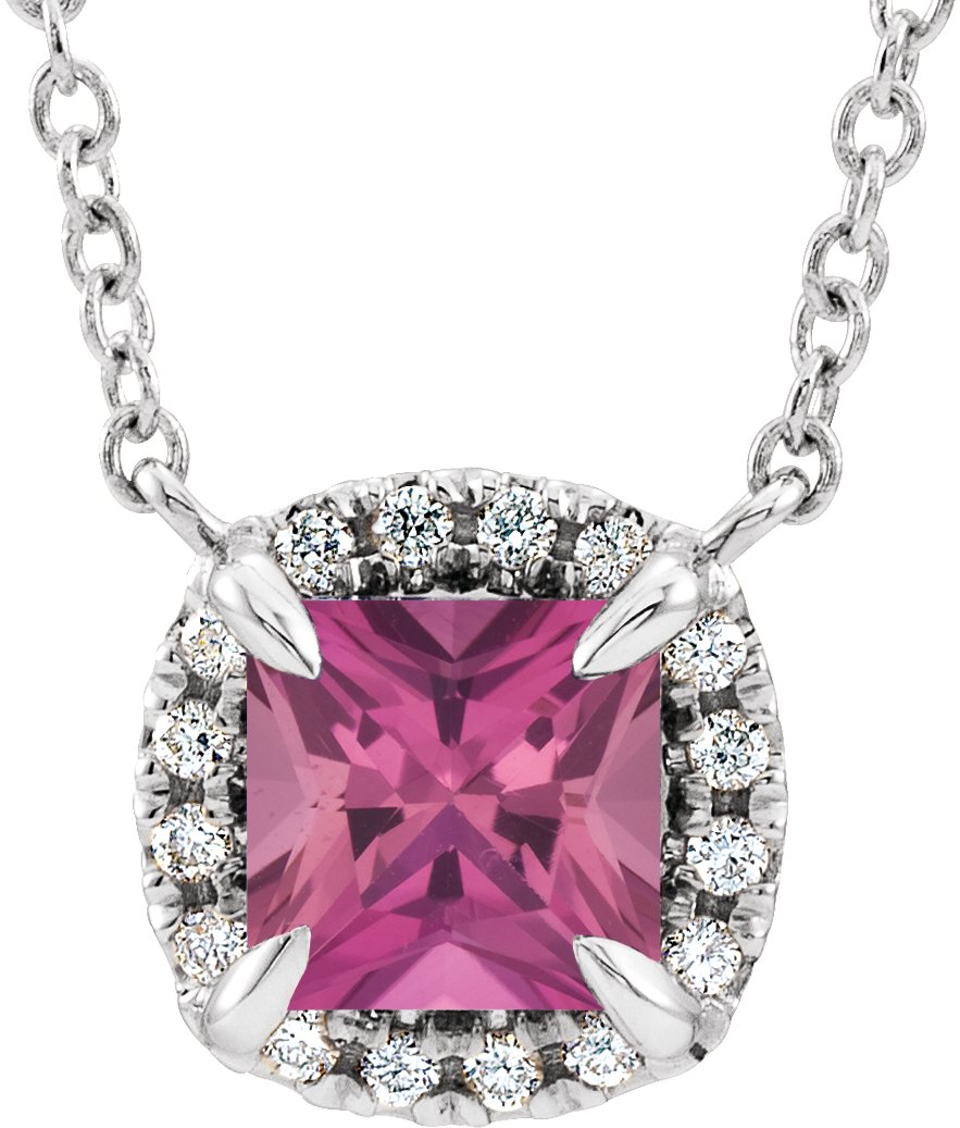 Halo-Style Necklace or Center - Natural Pink Tourmaline