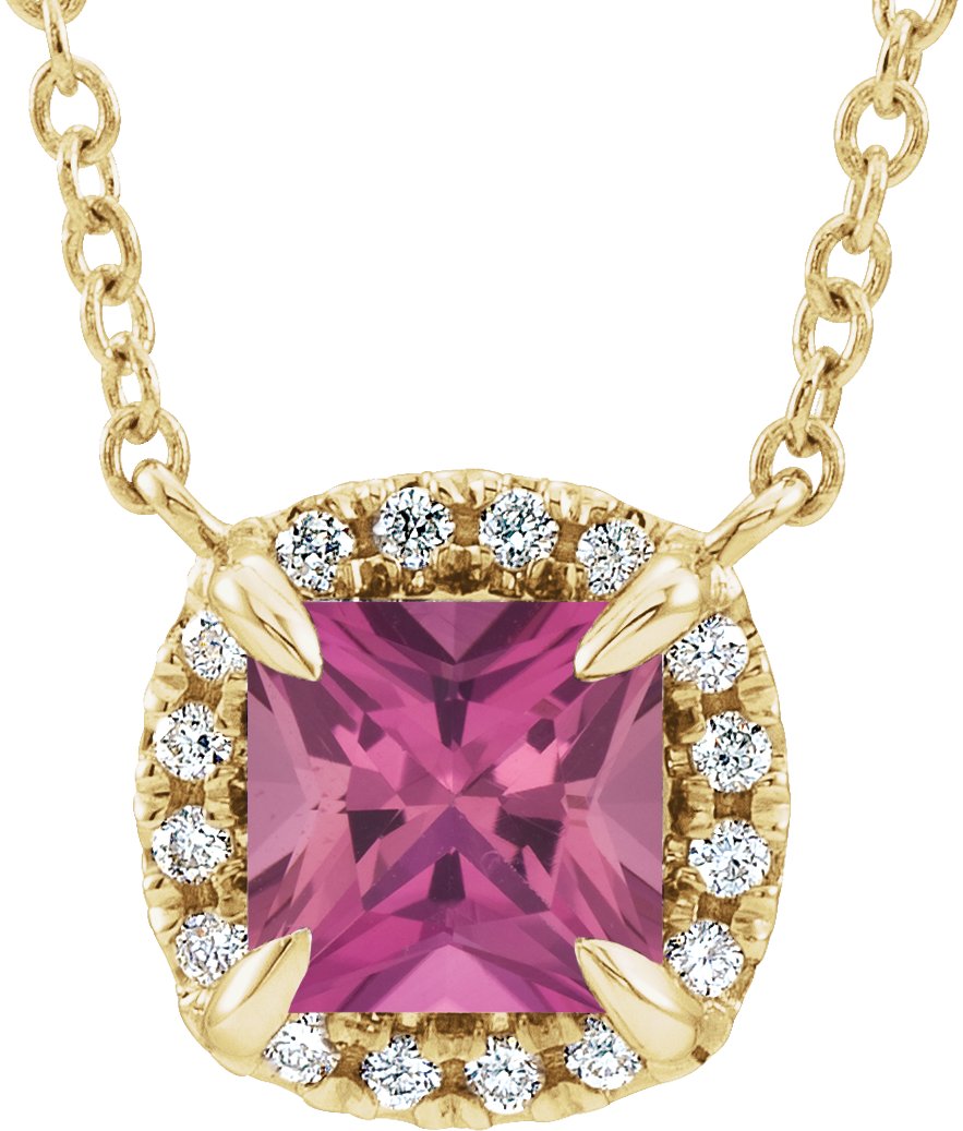 Halo-Style Necklace or Center - Natural Pink Tourmaline