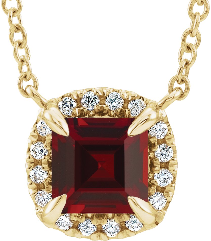 Halo-Style Necklace or Center - Natural Mozambique Garnet