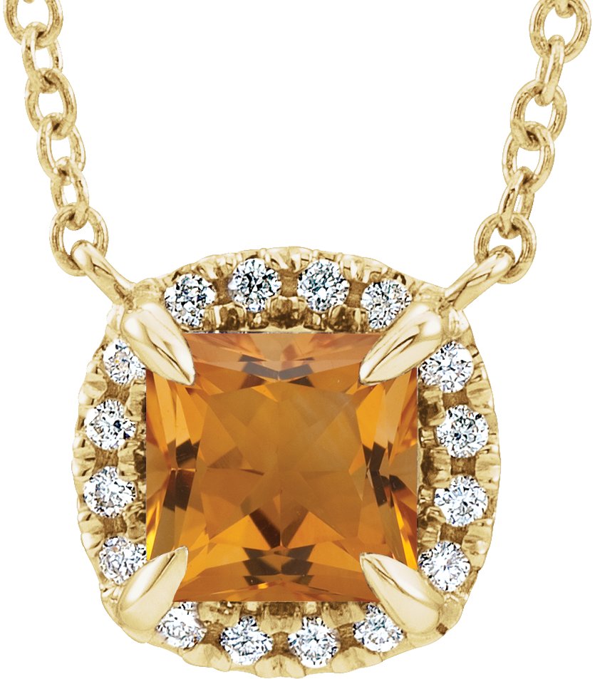 Halo-Style Necklace or Center - Natural Citrine