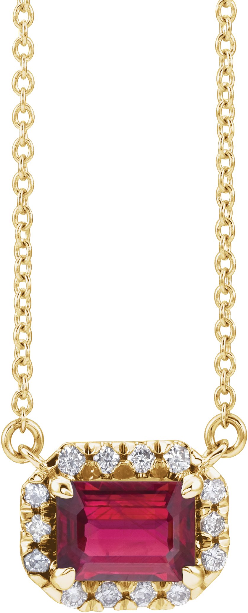 French-Set Halo-Style Necklace or Center - Natural Ruby