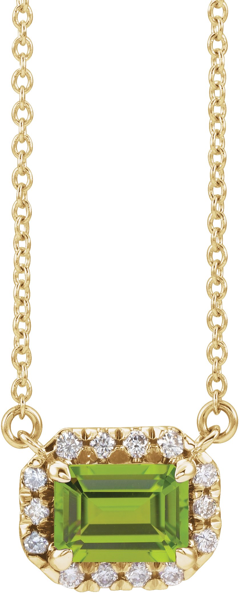 French-Set Halo-Style Necklace or Center - Natural Peridot