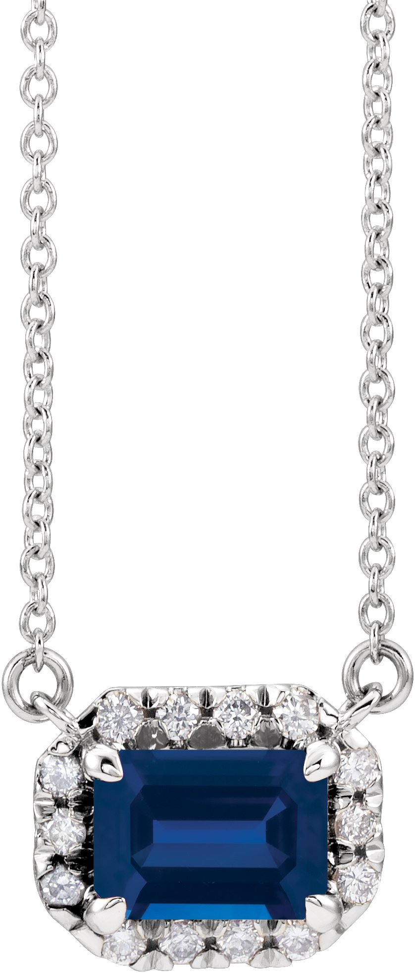 French-Set Halo-Style Necklace or Center - Natural Blue Sapphire