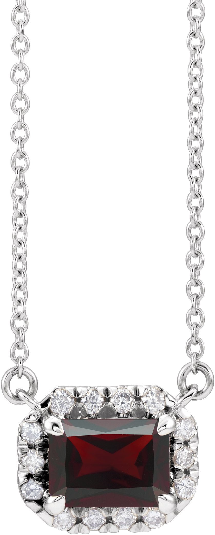 French-Set Halo-Style Necklace or Center - Natural Mozambique Garnet