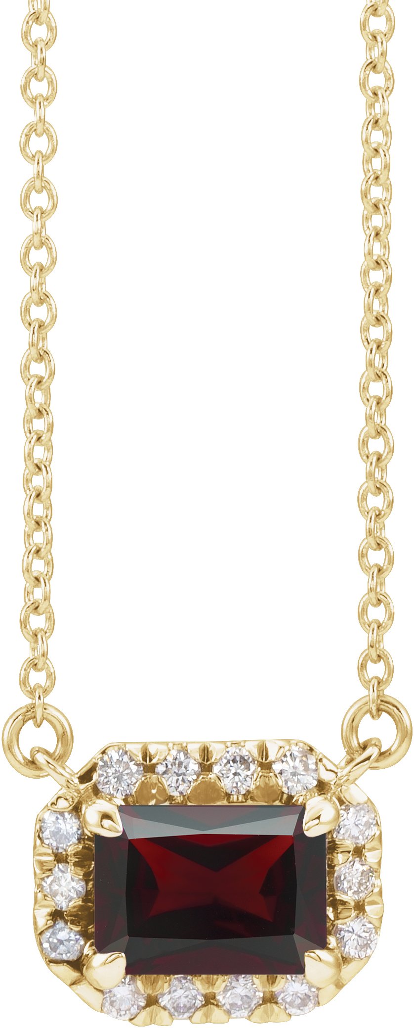 French-Set Halo-Style Necklace or Center - Natural Mozambique Garnet