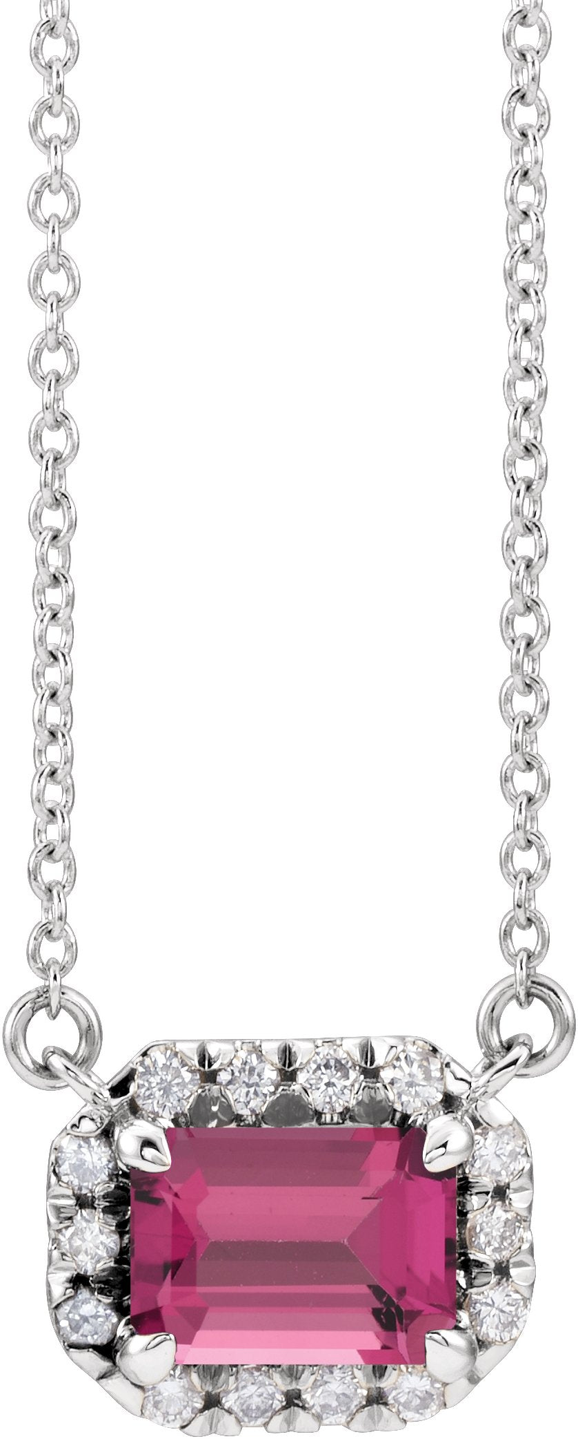 French-Set Halo-Style Necklace or Center - Natural Pink Tourmaline