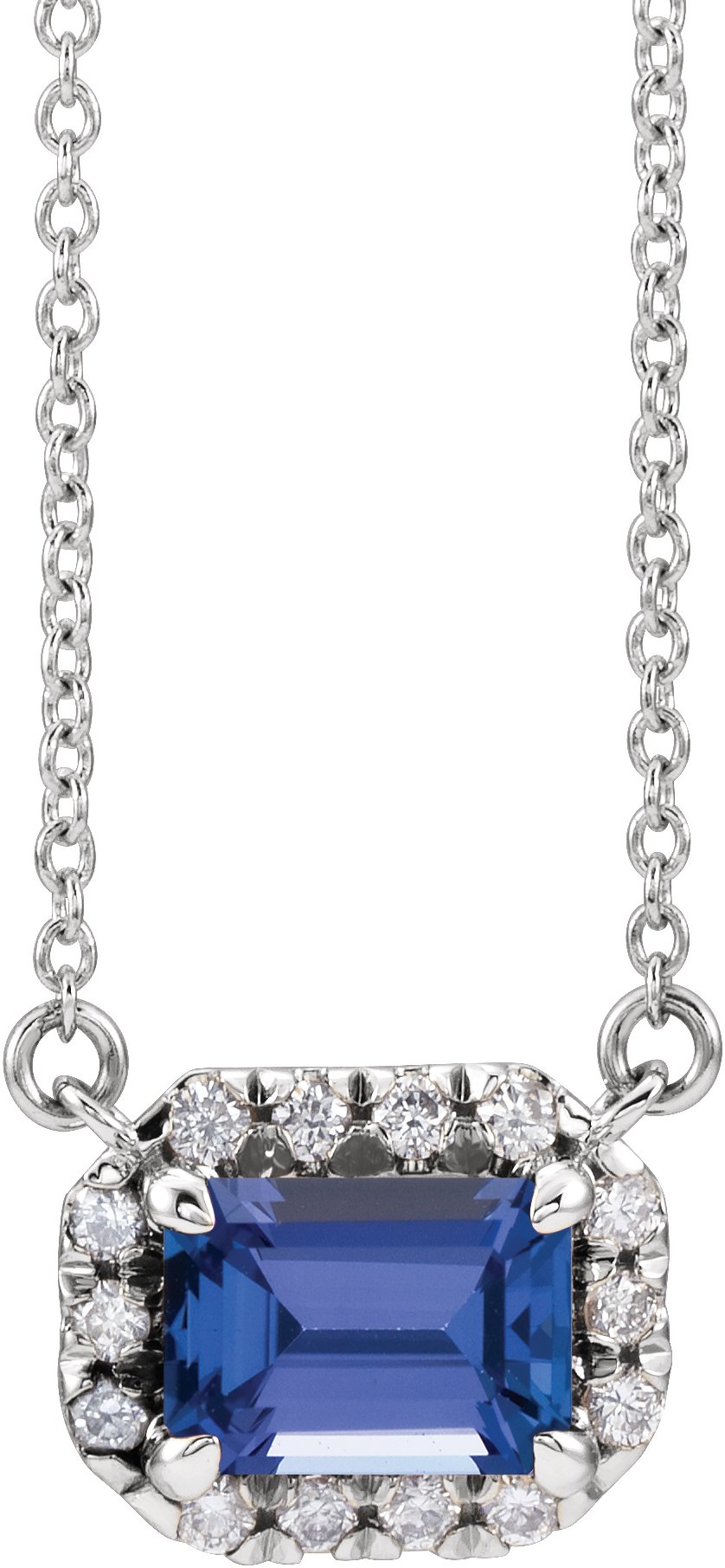 French-Set Halo-Style Necklace or Center - Natural Tanzanite