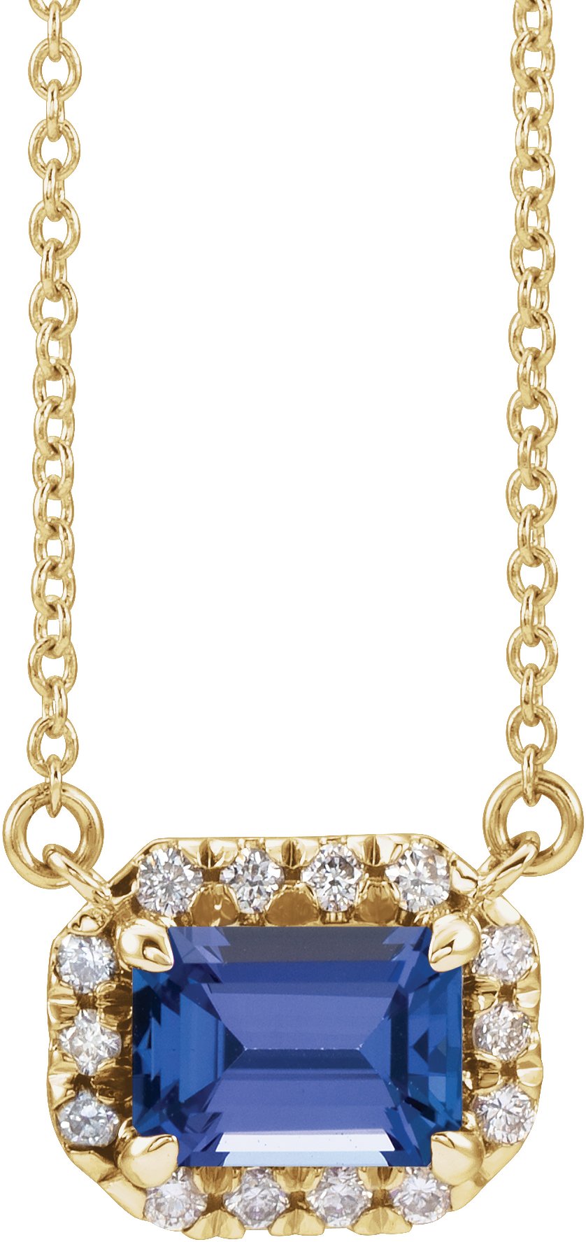 French-Set Halo-Style Necklace or Center - Natural Tanzanite