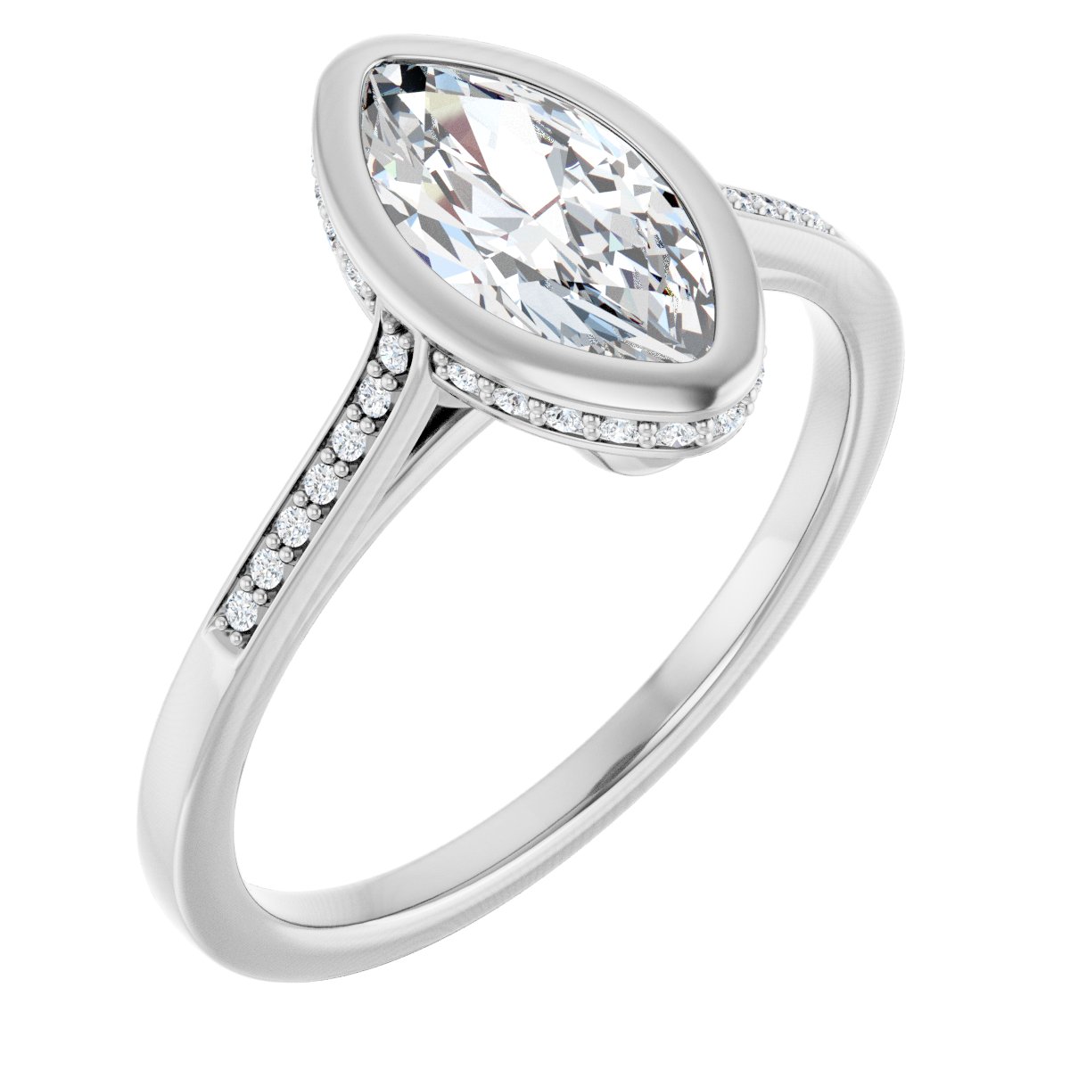Bezel-Set Accented Engagement Ring