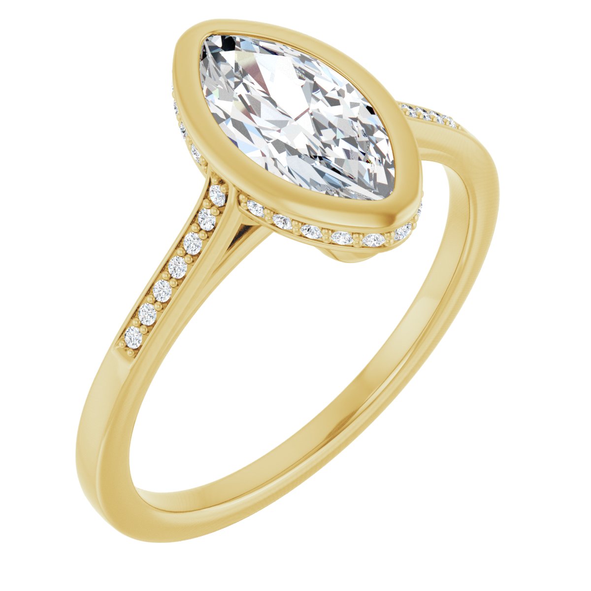 Bezel-Set Accented Engagement Ring