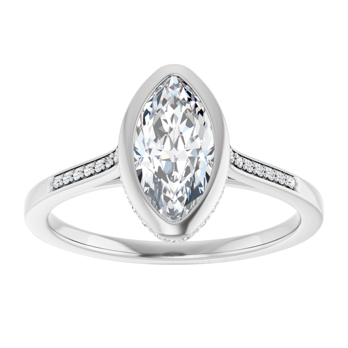Bezel-Set Accented Engagement Ring