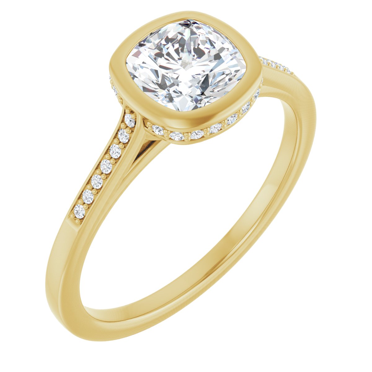 Bezel-Set Accented Engagement Ring