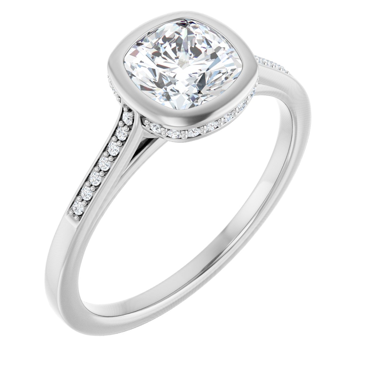 Bezel-Set Accented Engagement Ring