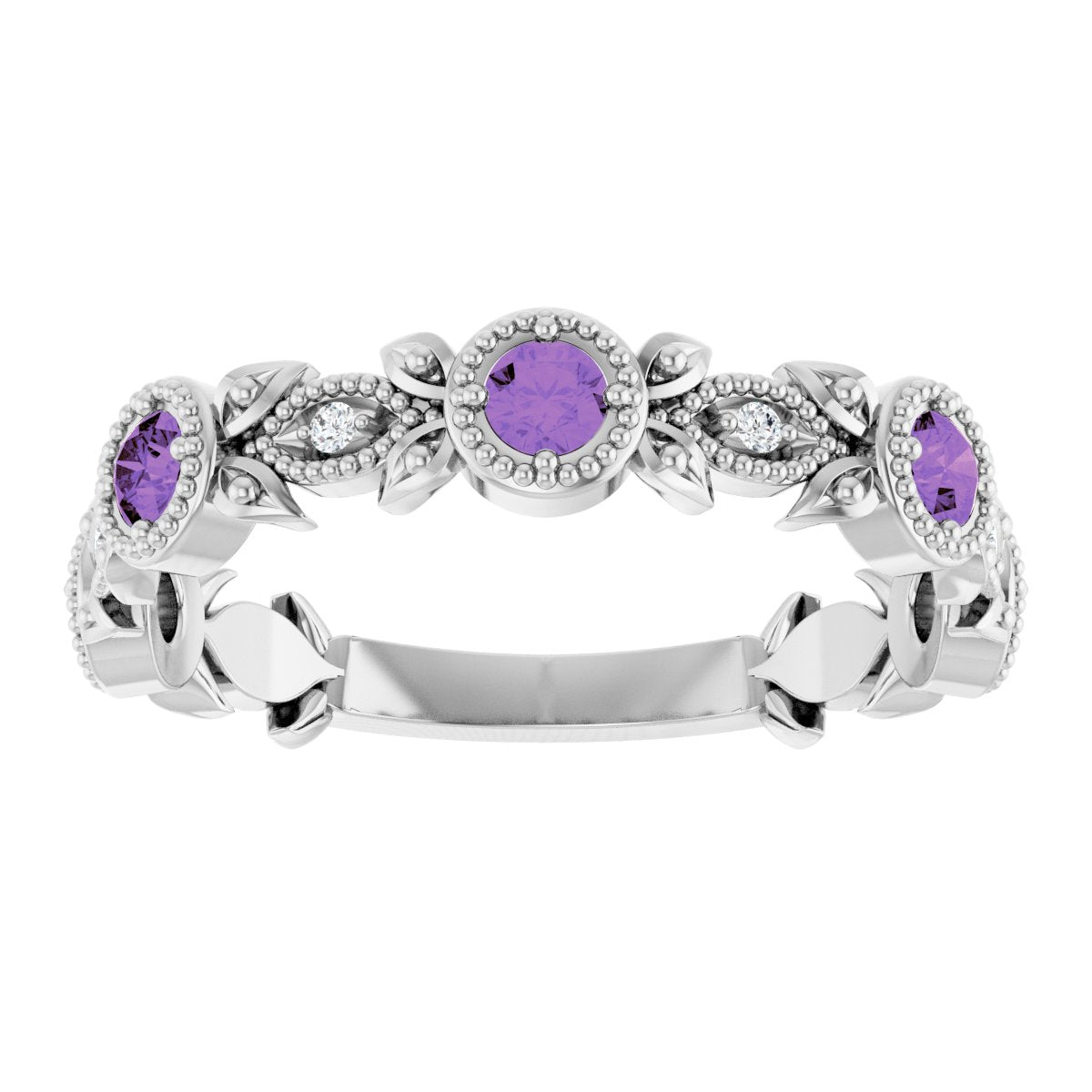 Leaf Ring -  Natural Amethyst