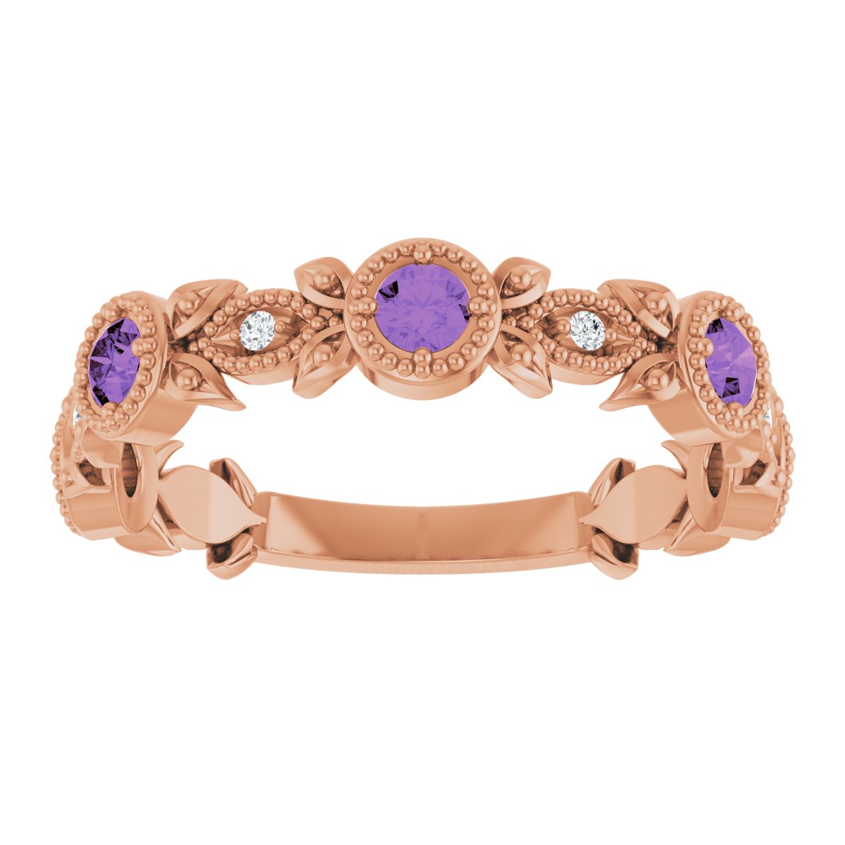 Leaf Ring -  Natural Amethyst