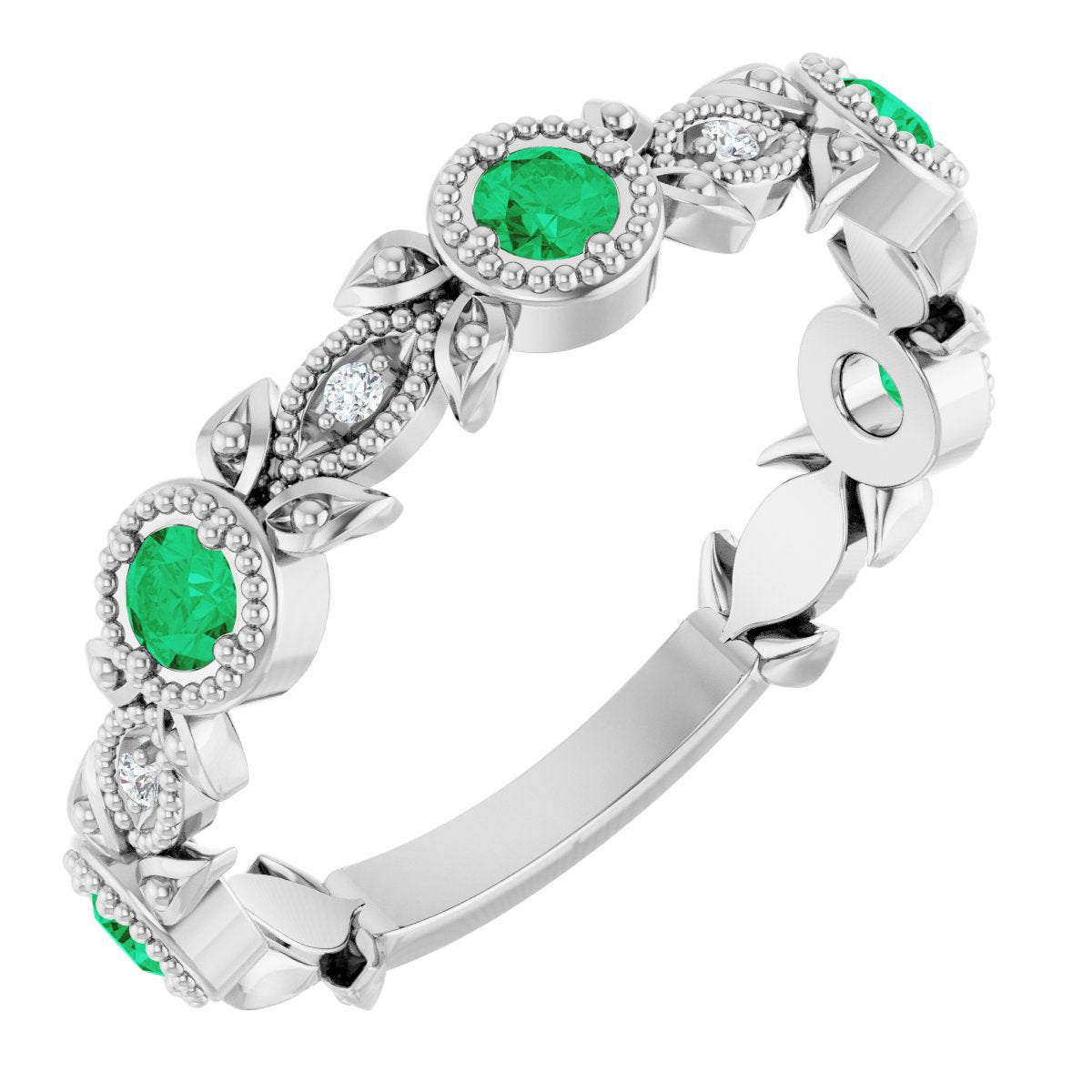 Leaf Ring -  Natural Emerald