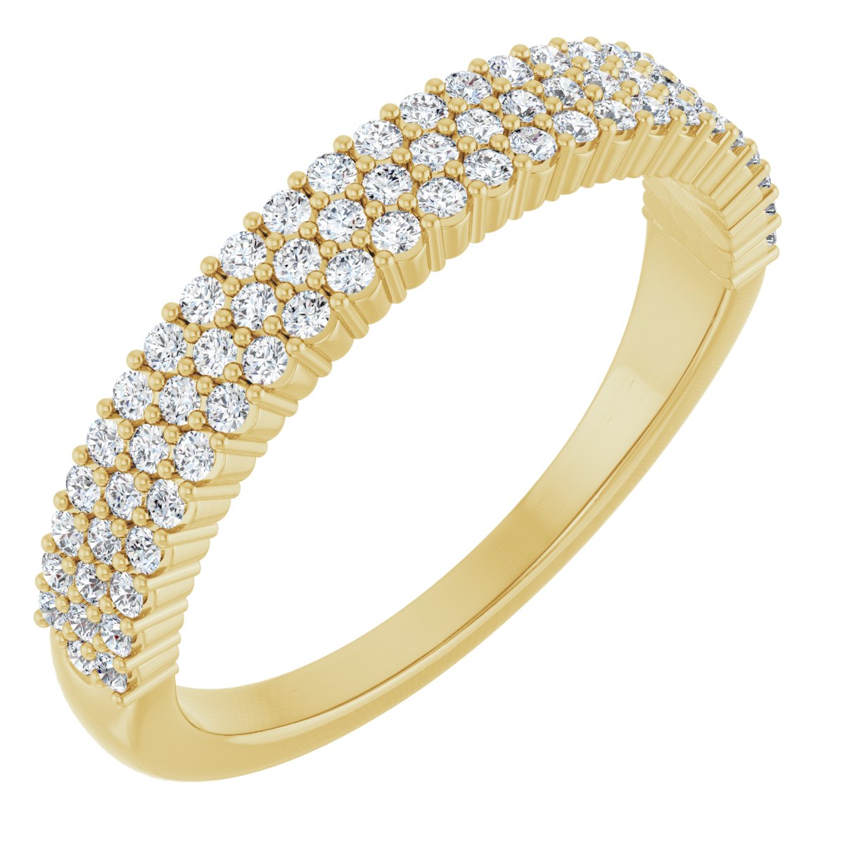 Three-Row Pave Diamond Band