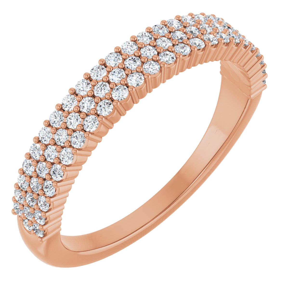 Three-Row Pave Diamond Band