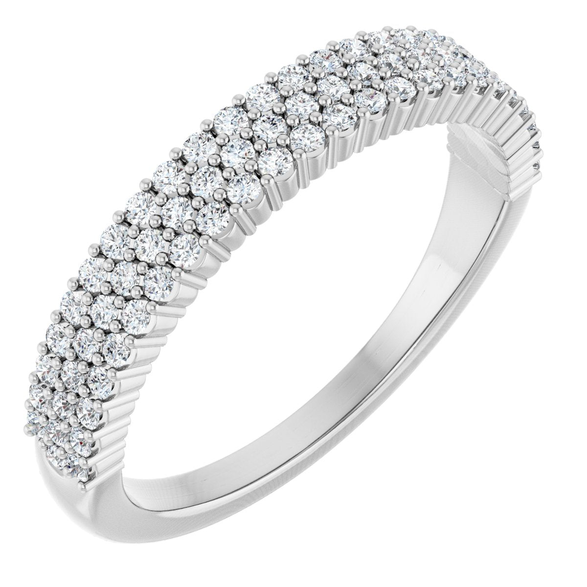 Three-Row Pave Diamond Band