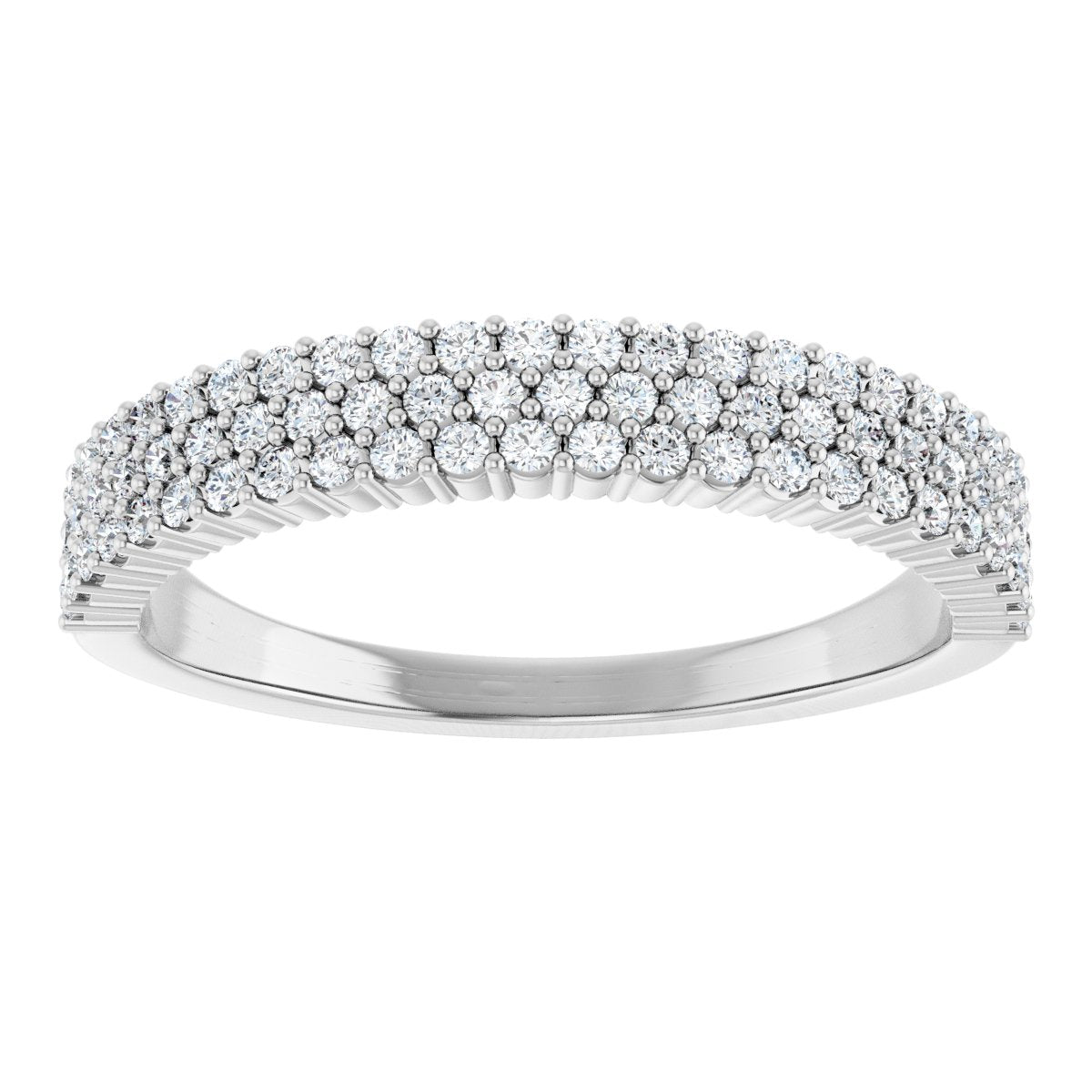 Three-Row Pave Diamond Band