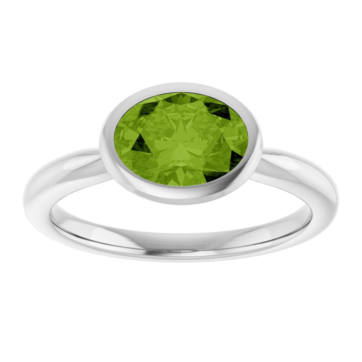 Bezel-Set Solitaire Ring     -  Natural Peridot