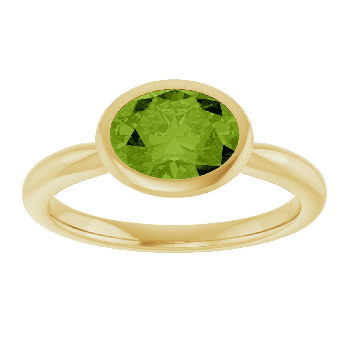 Bezel-Set Solitaire Ring     -  Natural Peridot