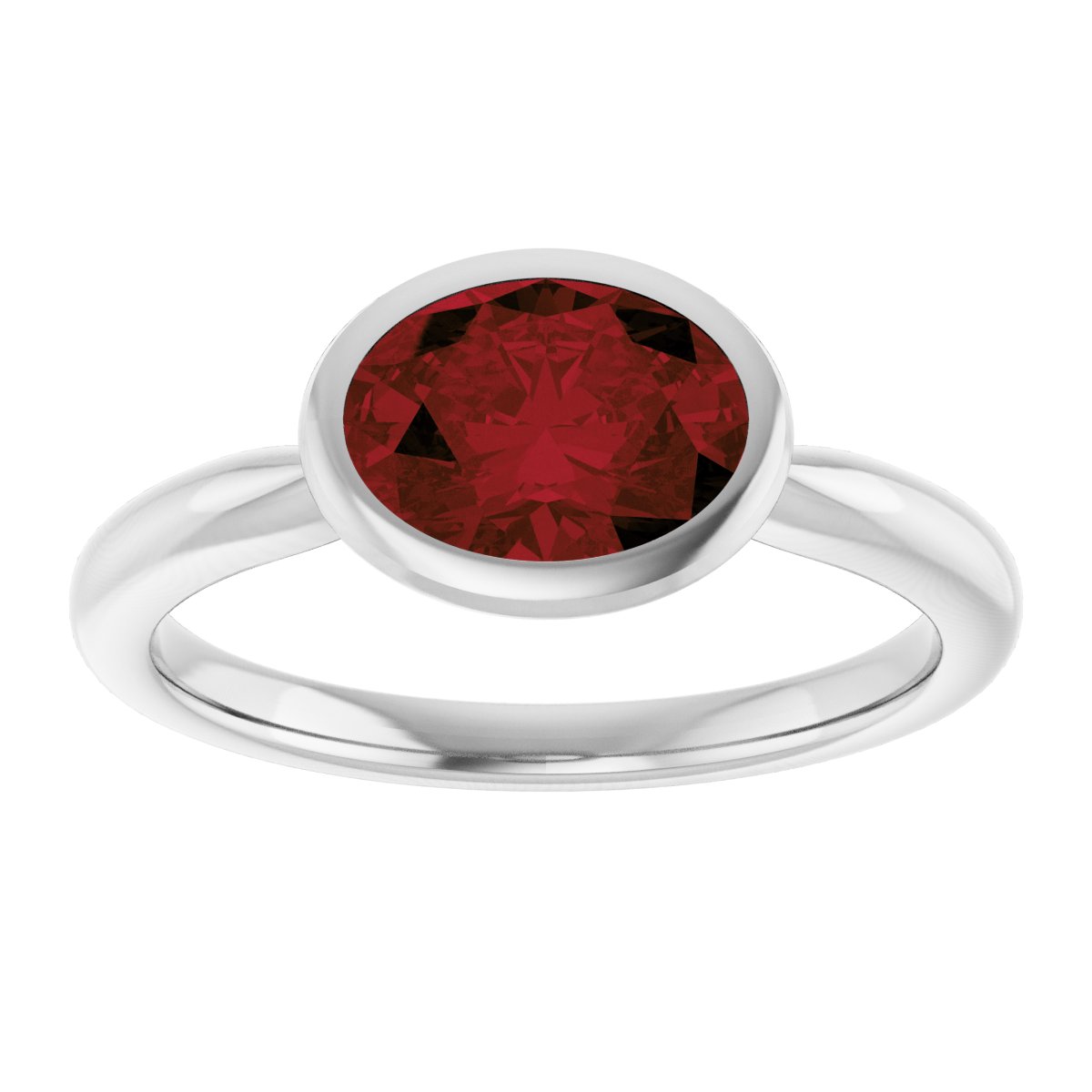 Bezel-Set Solitaire Ring     - Natural Mozambique Garnet