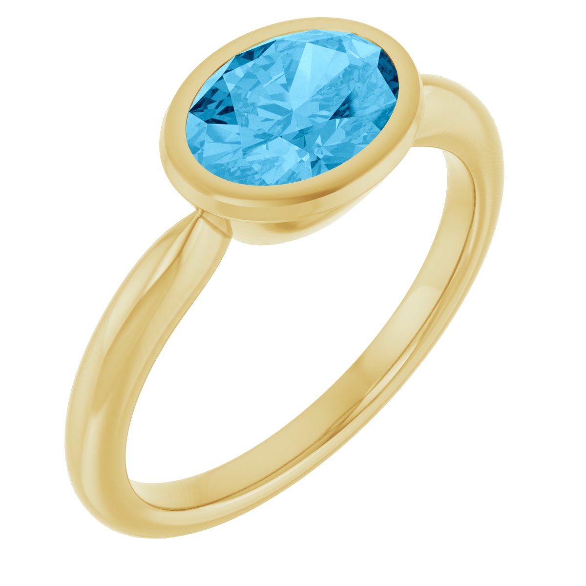 Bezel-Set Solitaire Ring     - Natural Swiss Blue Topaz