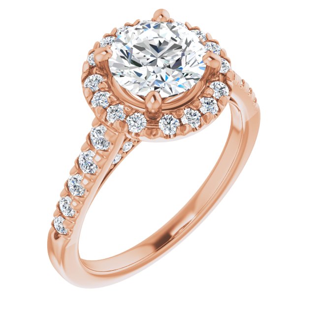 French-Set Halo-Style Engagement Ring