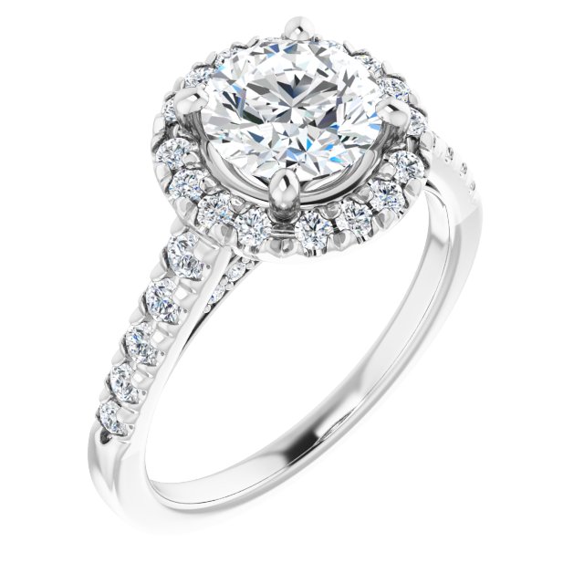 French-Set Halo-Style Engagement Ring