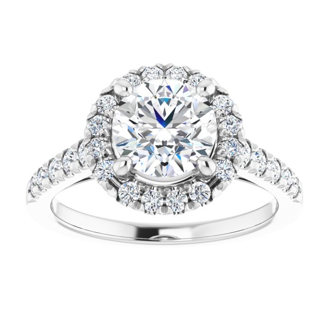 French-Set Halo-Style Engagement Ring