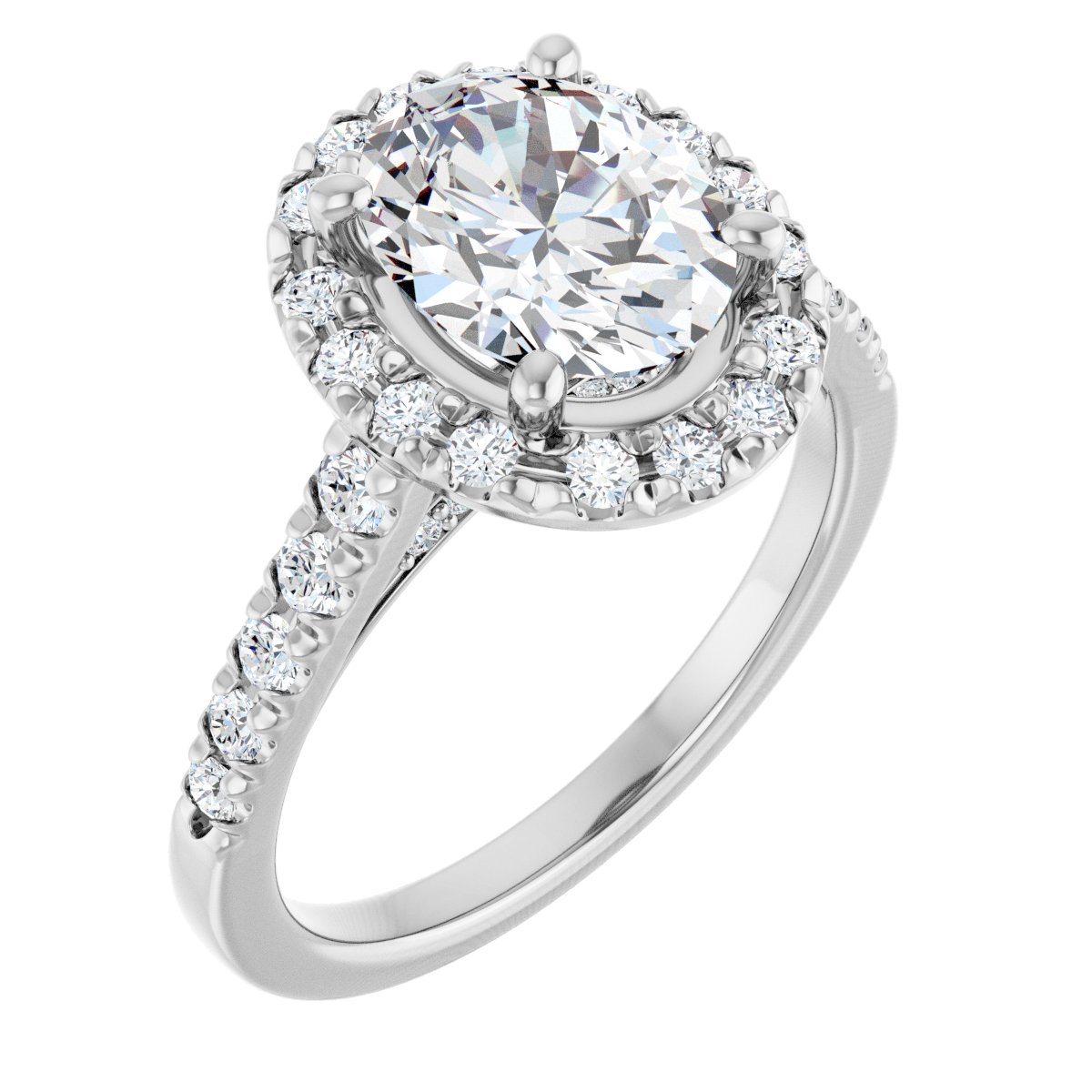 French-Set Halo-Style Engagement Ring