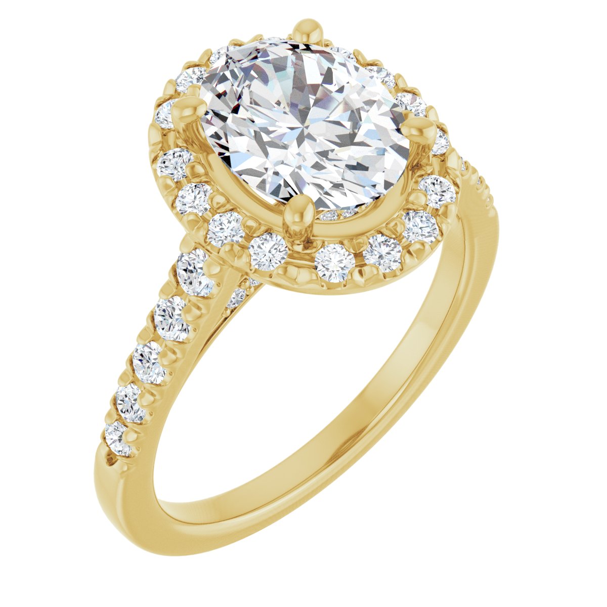 French-Set Halo-Style Engagement Ring