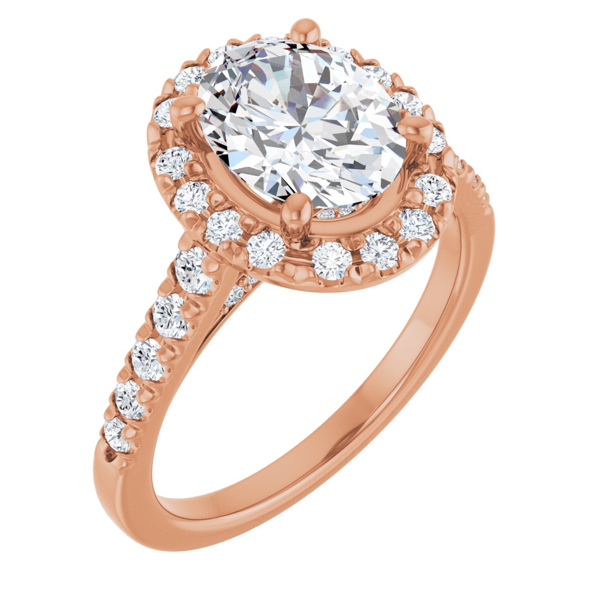 French-Set Halo-Style Engagement Ring