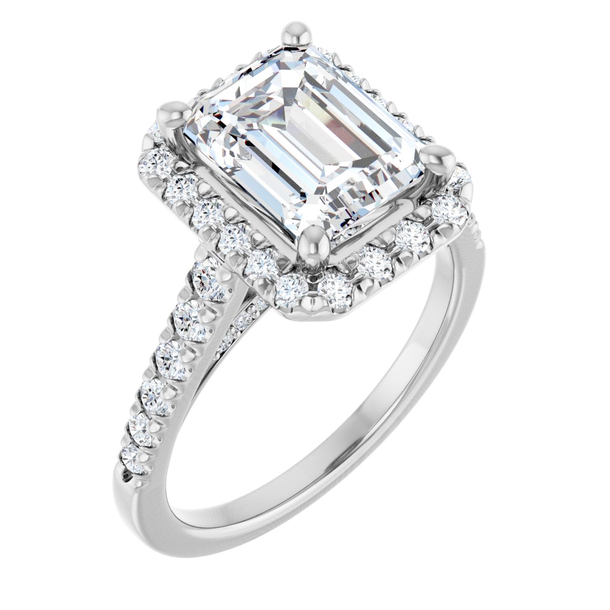 French-Set Halo-Style Engagement Ring