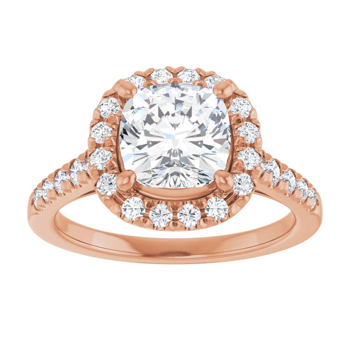 French-Set Halo-Style Engagement Ring