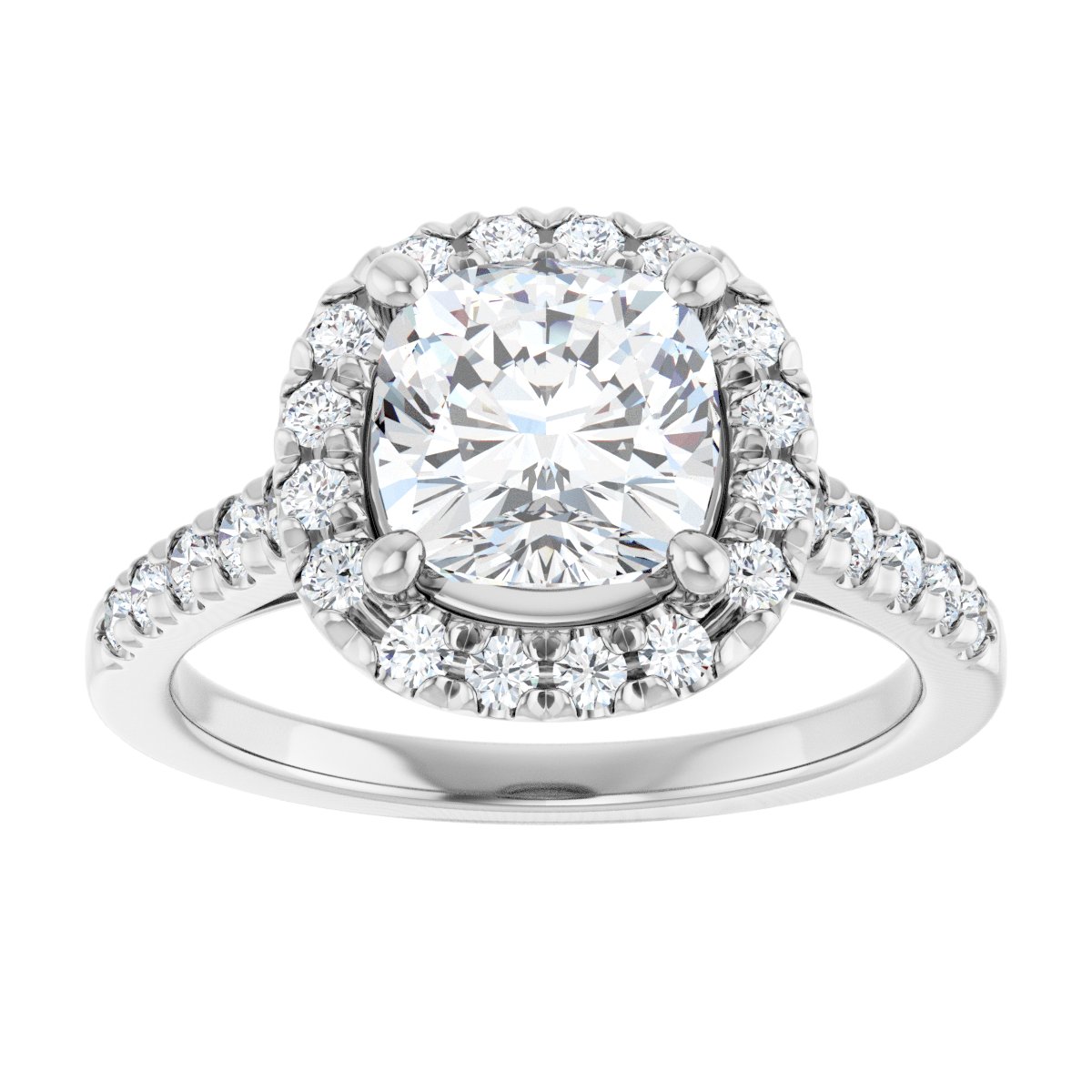 French-Set Halo-Style Engagement Ring