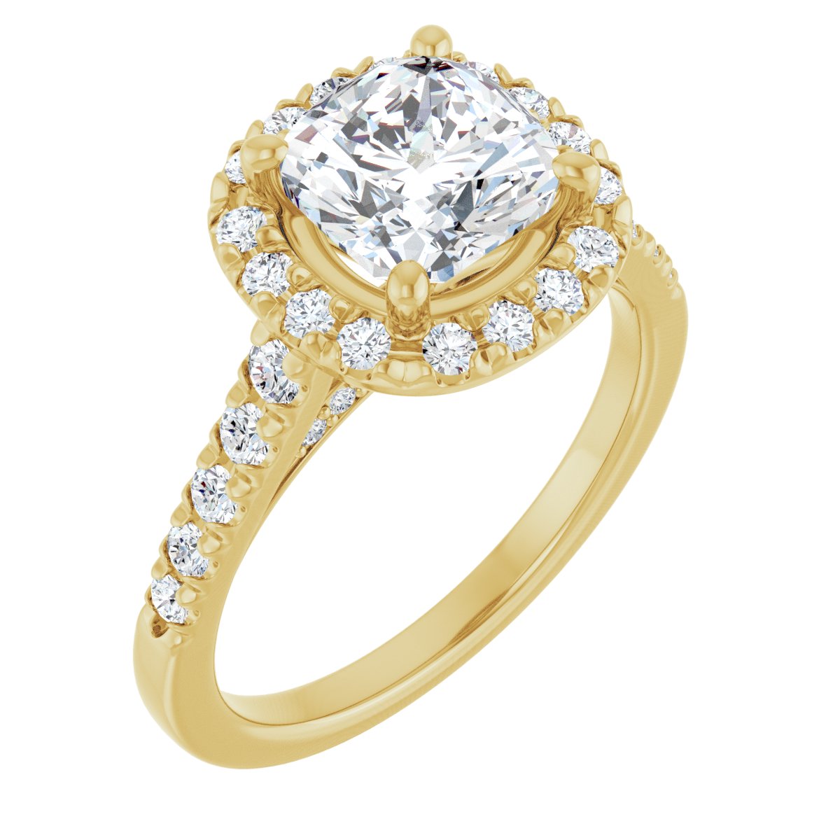 French-Set Halo-Style Engagement Ring