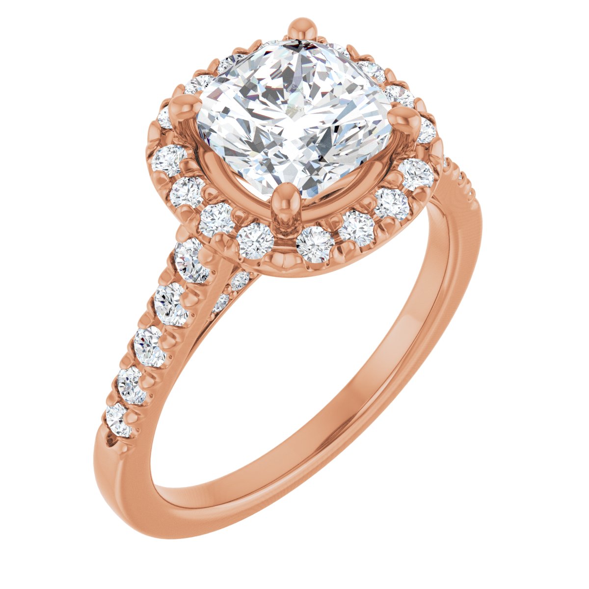 French-Set Halo-Style Engagement Ring