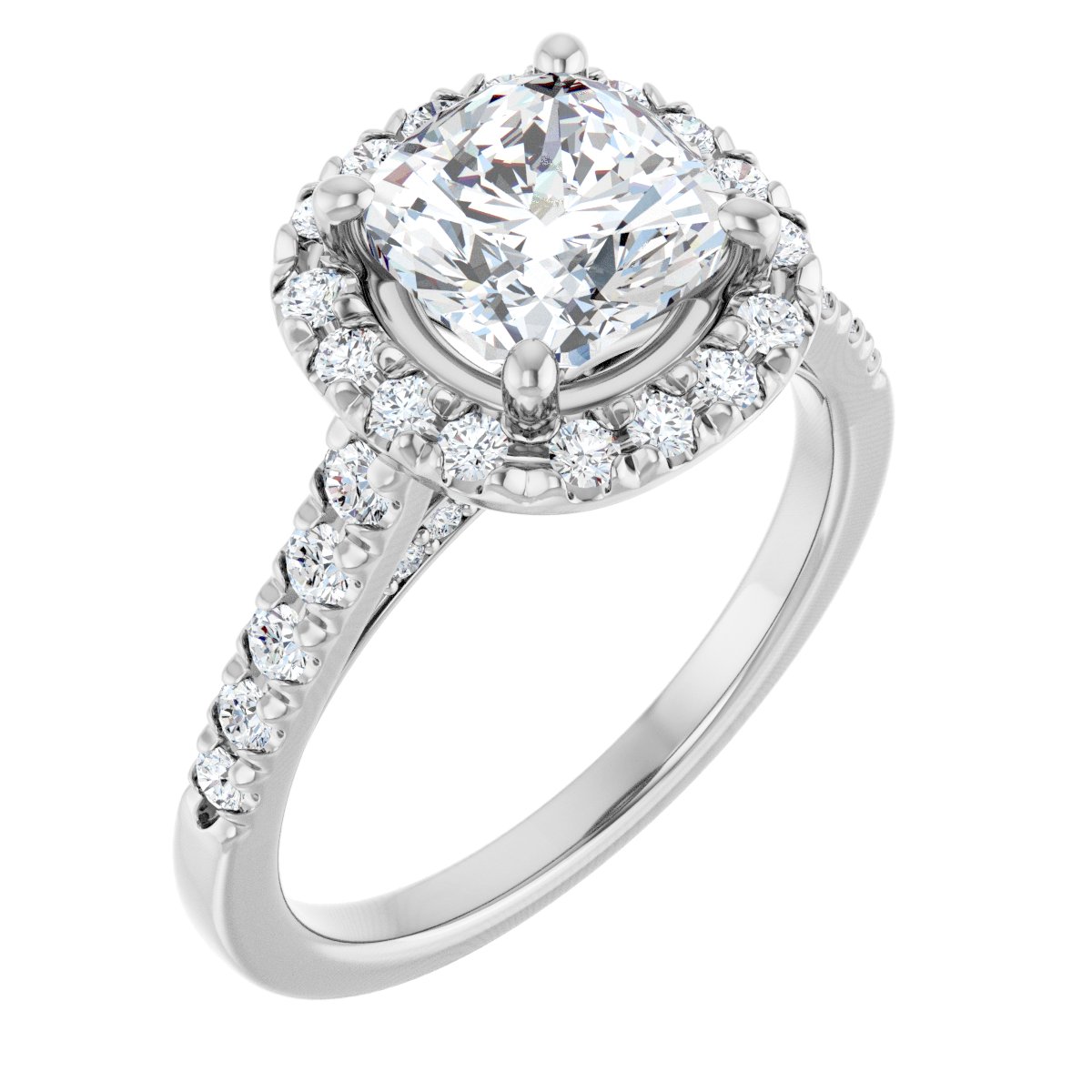 French-Set Halo-Style Engagement Ring
