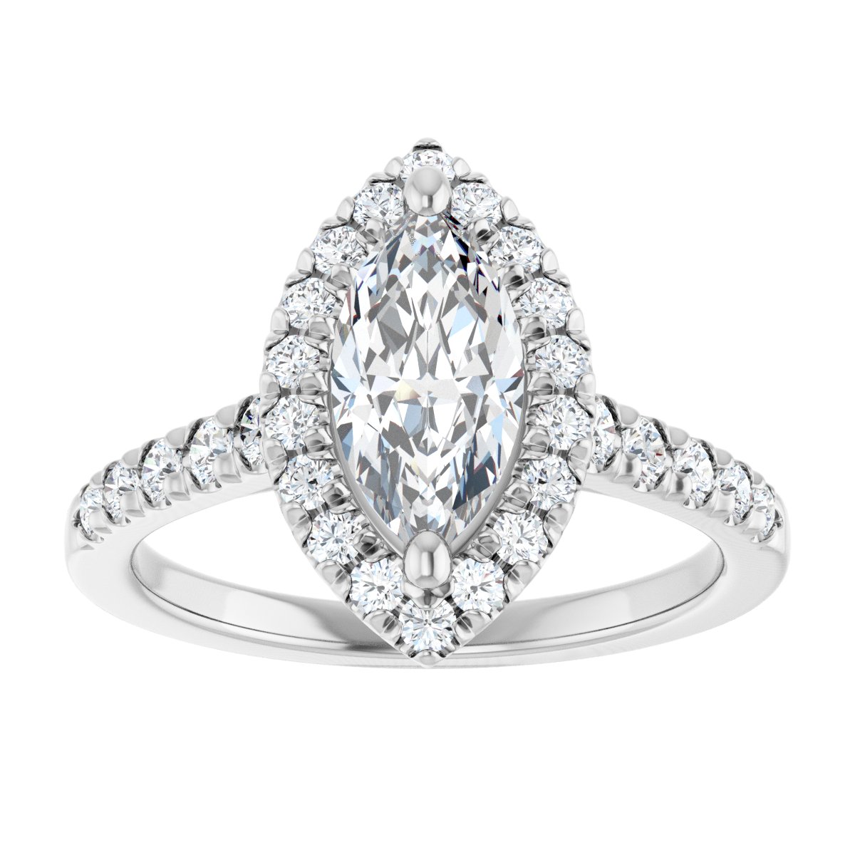 French-Set Halo-Style Engagement Ring