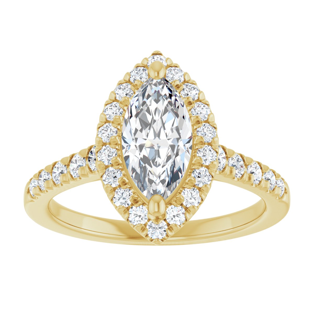 French-Set Halo-Style Engagement Ring