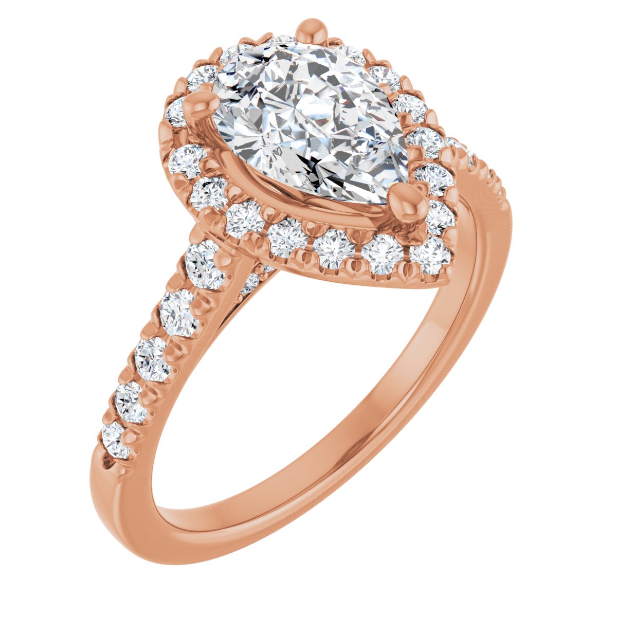 French-Set Halo-Style Engagement Ring