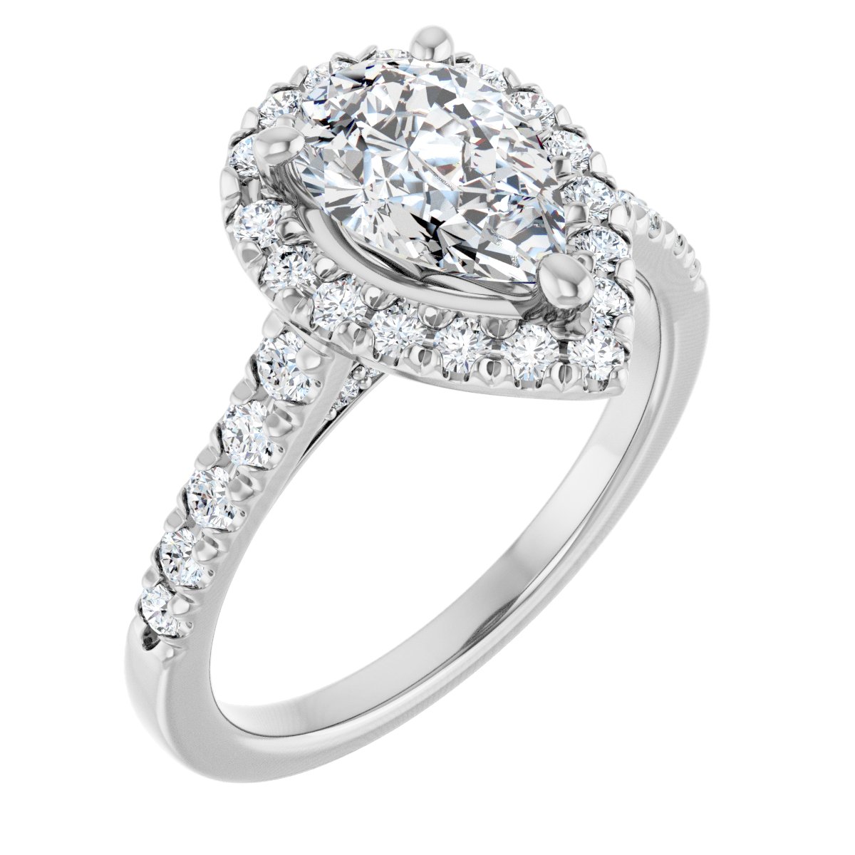 French-Set Halo-Style Engagement Ring