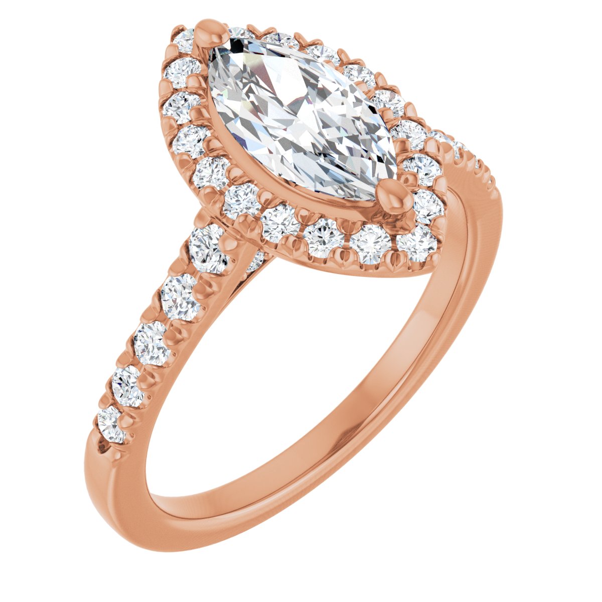 French-Set Halo-Style Engagement Ring