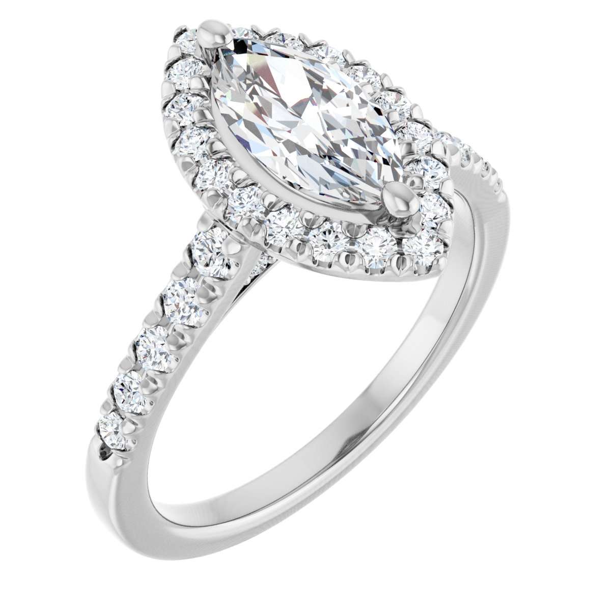 French-Set Halo-Style Engagement Ring