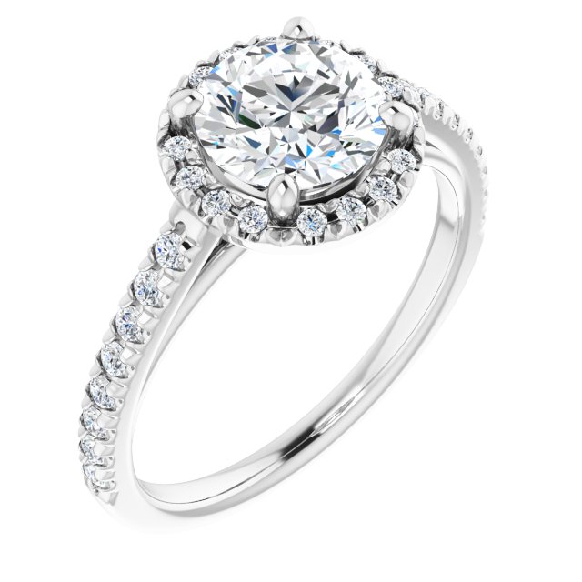 French-Set Halo-Style Engagement Ring
