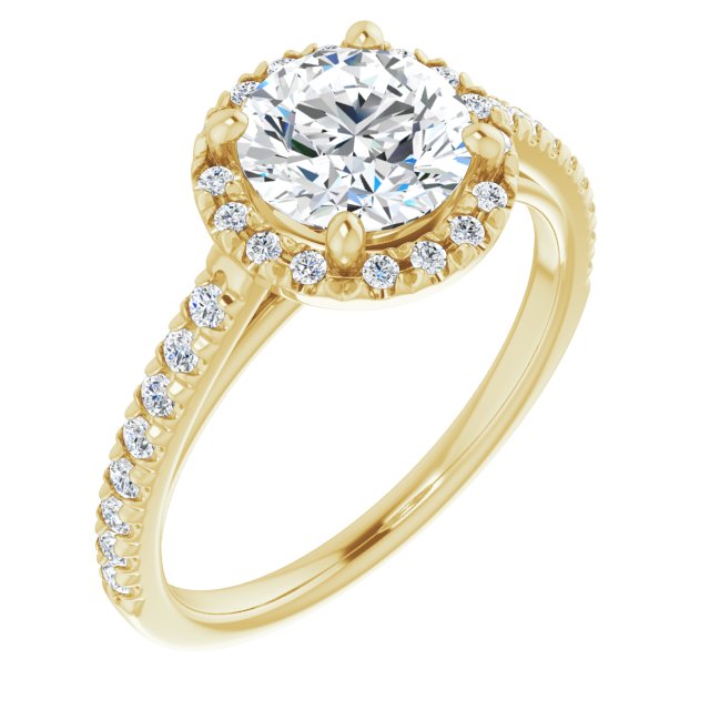 French-Set Halo-Style Engagement Ring